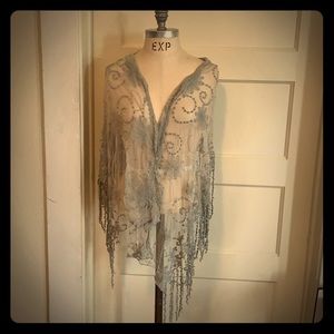 Lace scarf with fringe
